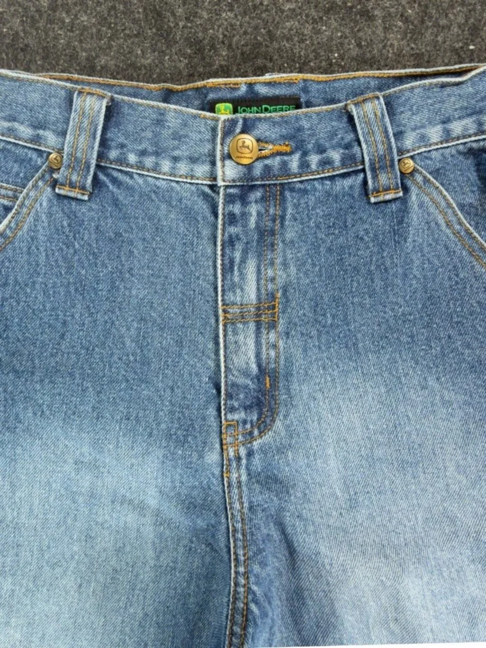VTG John Deere Carpenter Shorts Boys 12 Denim Utility Workwear Jorts NOS NWT